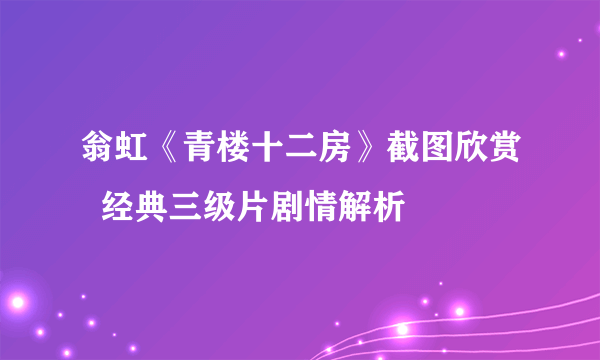 翁虹《青楼十二房》截图欣赏  经典三级片剧情解析