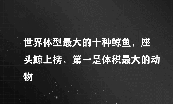 世界体型最大的十种鲸鱼，座头鲸上榜，第一是体积最大的动物