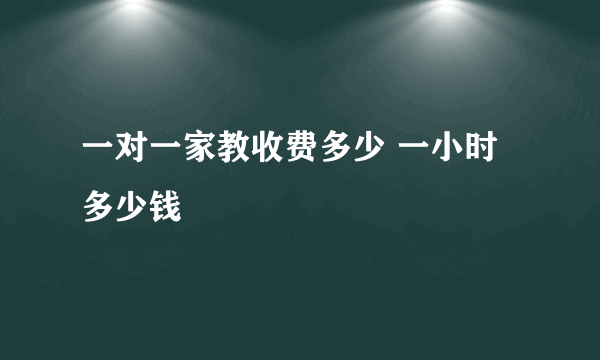 一对一家教收费多少 一小时多少钱