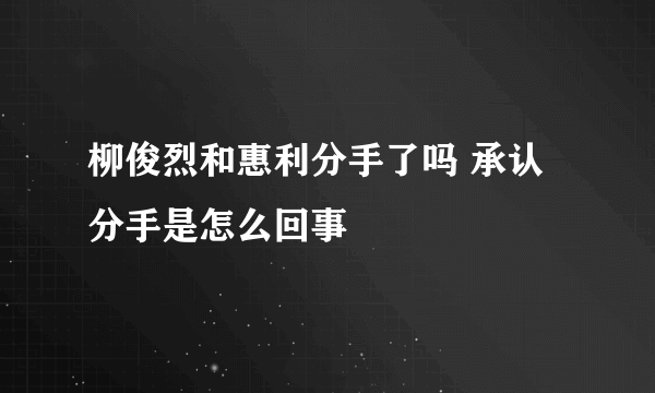 柳俊烈和惠利分手了吗 承认分手是怎么回事