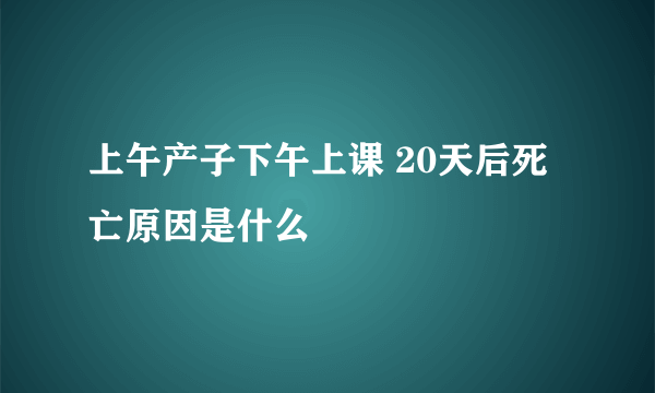 上午产子下午上课 20天后死亡原因是什么