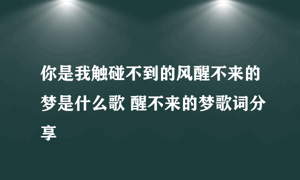 你是我触碰不到的风醒不来的梦是什么歌 醒不来的梦歌词分享