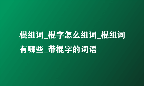 棍组词_棍字怎么组词_棍组词有哪些_带棍字的词语