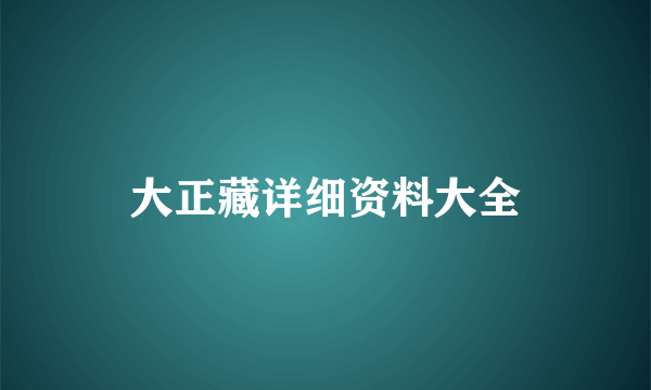 大正藏详细资料大全