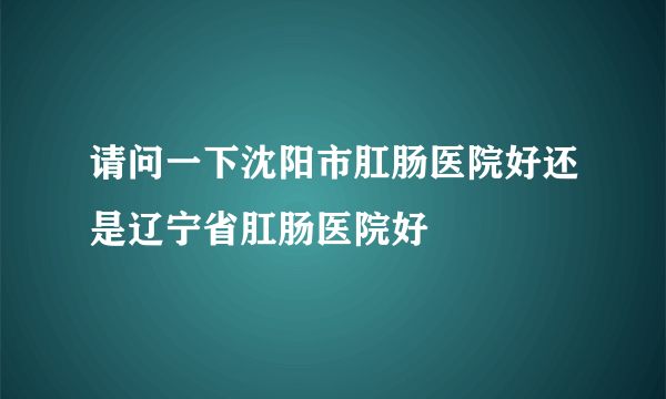 请问一下沈阳市肛肠医院好还是辽宁省肛肠医院好