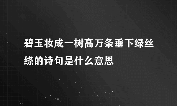 碧玉妆成一树高万条垂下绿丝绦的诗句是什么意思