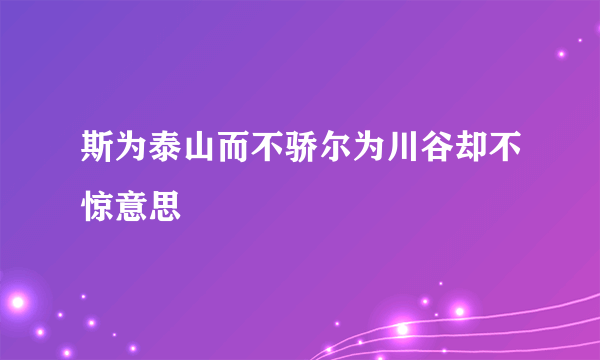 斯为泰山而不骄尔为川谷却不惊意思