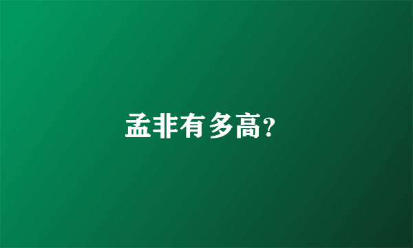 孟非有多高？