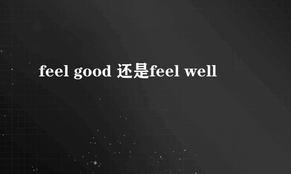 feel good 还是feel well