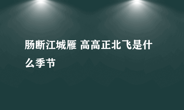 肠断江城雁 高高正北飞是什么季节