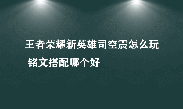 王者荣耀新英雄司空震怎么玩 铭文搭配哪个好