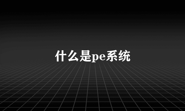 什么是pe系统