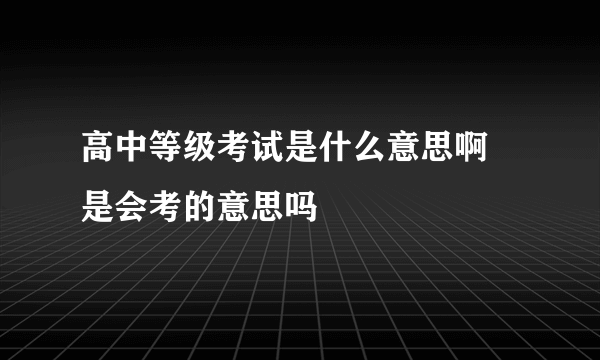 高中等级考试是什么意思啊 是会考的意思吗