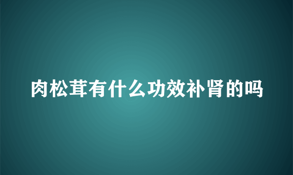 肉松茸有什么功效补肾的吗