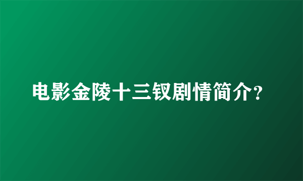 电影金陵十三钗剧情简介？