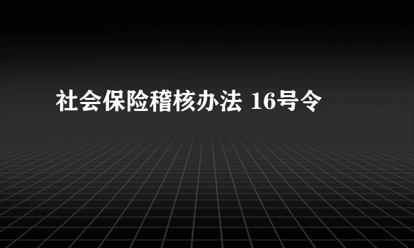 社会保险稽核办法 16号令