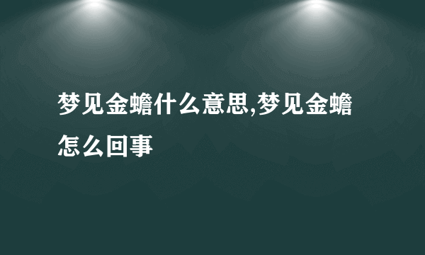 梦见金蟾什么意思,梦见金蟾怎么回事