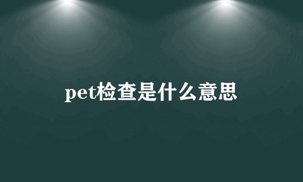 pet检查是什么意思