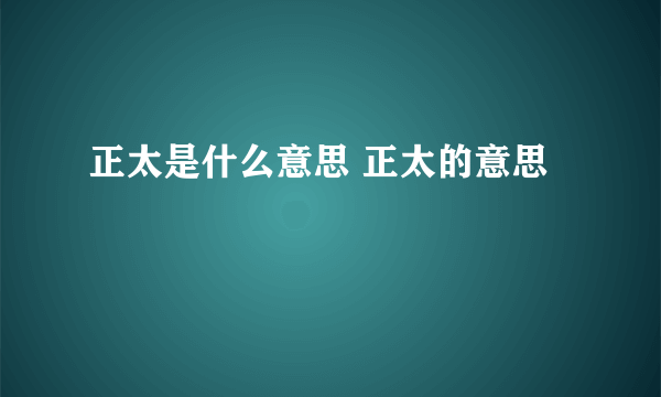 正太是什么意思 正太的意思