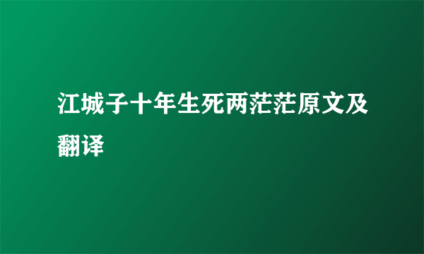 江城子十年生死两茫茫原文及翻译