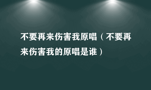 不要再来伤害我原唱（不要再来伤害我的原唱是谁）