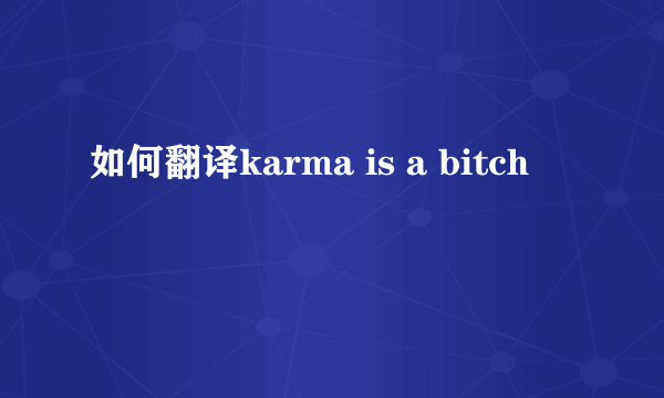 如何翻译karma is a bitch