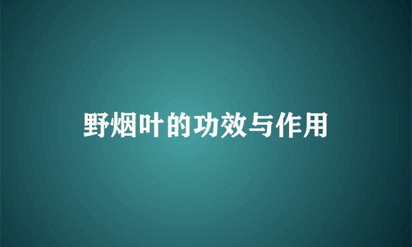 野烟叶的功效与作用