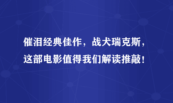 催泪经典佳作，战犬瑞克斯，这部电影值得我们解读推敲！