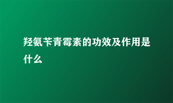 羟氨苄青霉素的功效及作用是什么