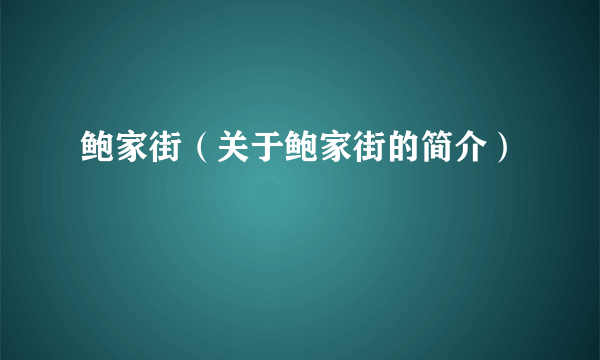 鲍家街（关于鲍家街的简介）