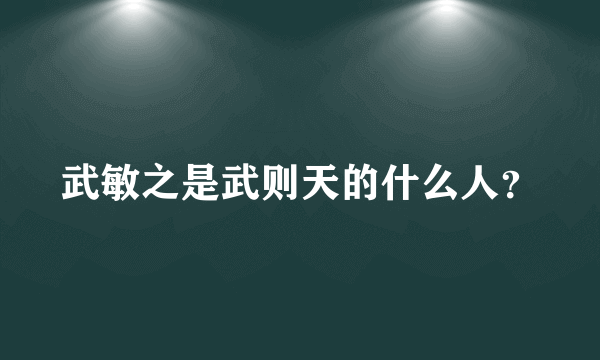 武敏之是武则天的什么人？