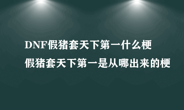 DNF假猪套天下第一什么梗 假猪套天下第一是从哪出来的梗