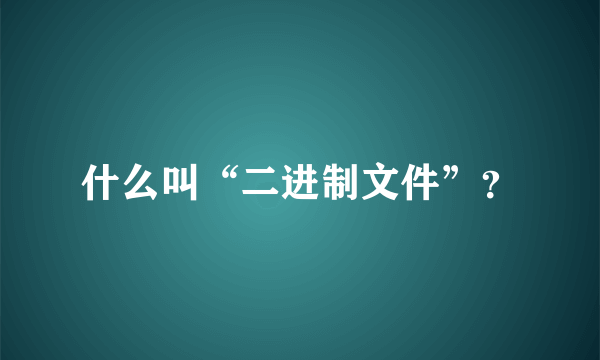 什么叫“二进制文件”？