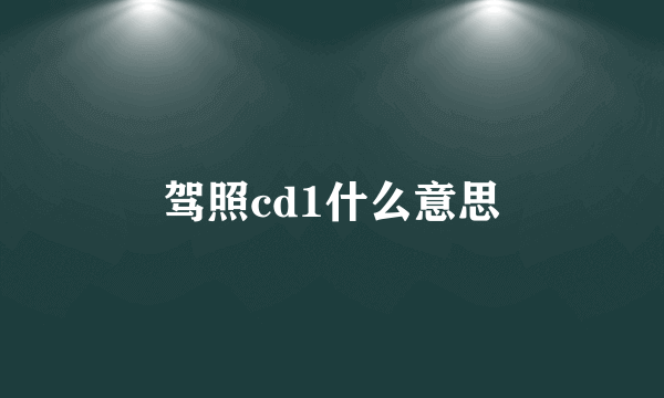 驾照cd1什么意思