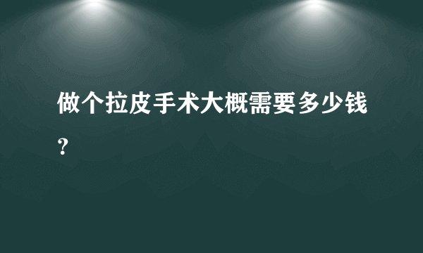 做个拉皮手术大概需要多少钱？