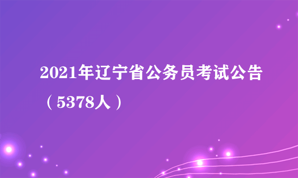 2021年辽宁省公务员考试公告（5378人）