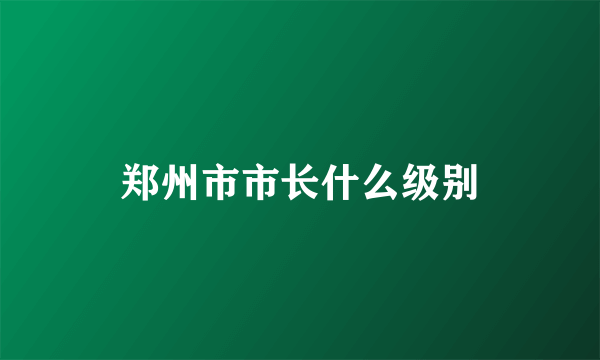 郑州市市长什么级别