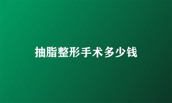 抽脂整形手术多少钱