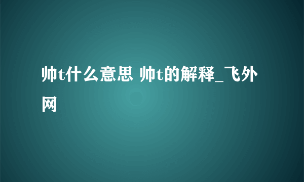 帅t什么意思 帅t的解释_飞外网