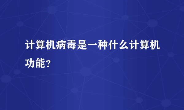 计算机病毒是一种什么计算机功能？