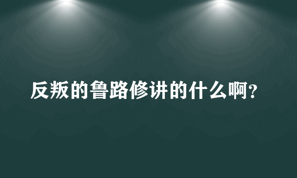 反叛的鲁路修讲的什么啊？