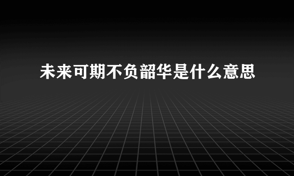 未来可期不负韶华是什么意思