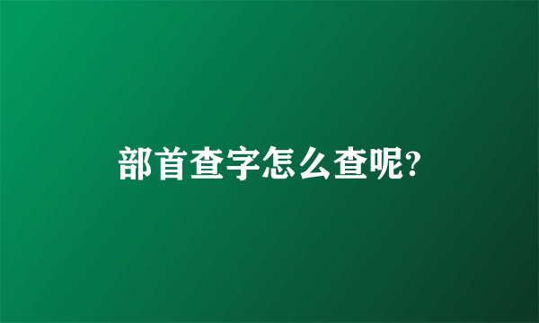 部首查字怎么查呢?