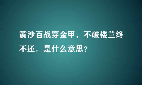 黄沙百战穿金甲，不破楼兰终不还。是什么意思？