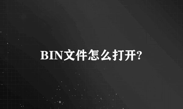 BIN文件怎么打开?