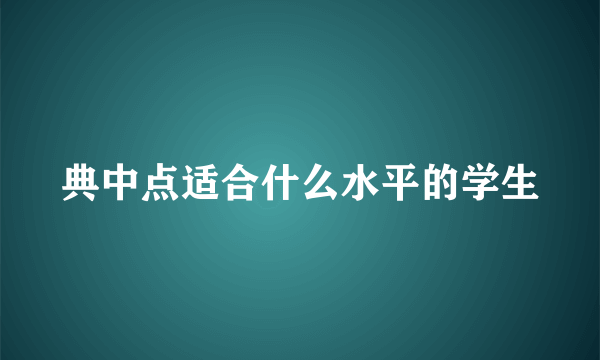 典中点适合什么水平的学生