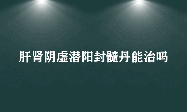 肝肾阴虚潜阳封髓丹能治吗