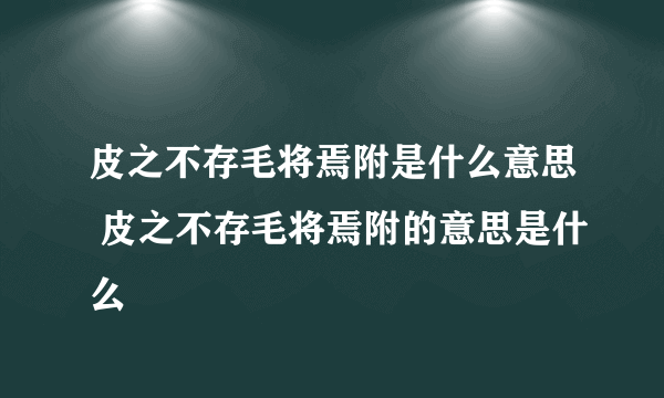 皮之不存毛将焉附是什么意思 皮之不存毛将焉附的意思是什么