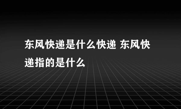 东风快递是什么快递 东风快递指的是什么