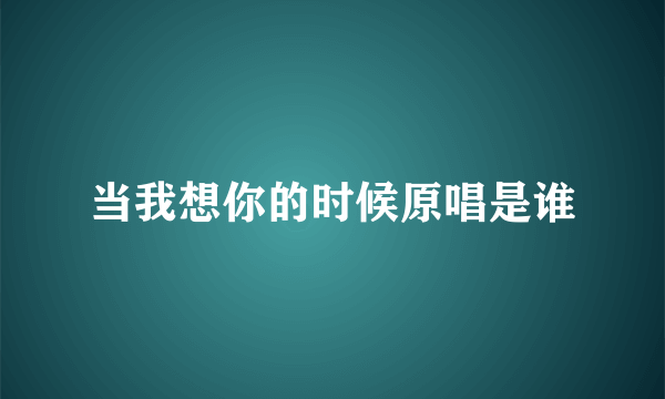 当我想你的时候原唱是谁